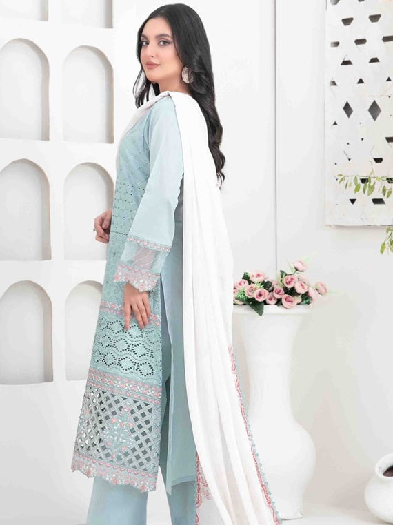 Saija By Tawakkal Semi-Stitched Schiffli Lawn Collection 2025 (D-1235)