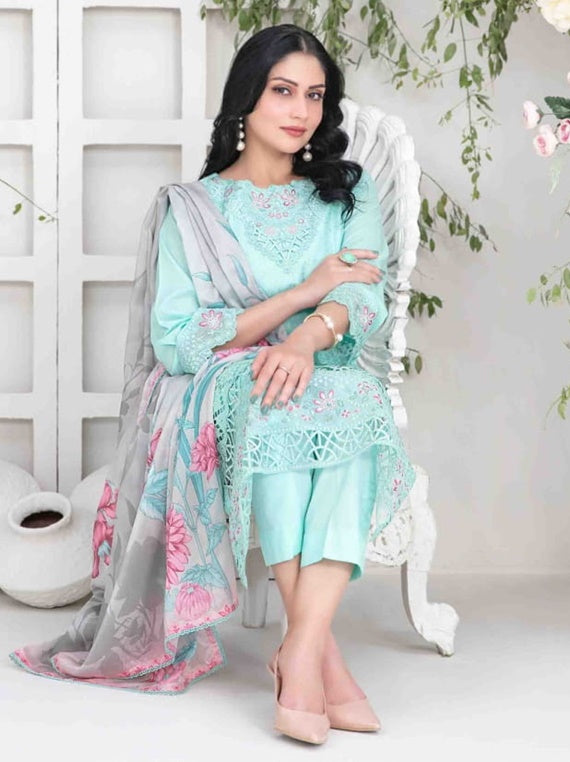 Saija By Tawakkal Semi-Stitched Schiffli Lawn Collection 2025 (D-1232)