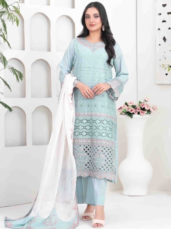 Saija By Tawakkal Semi-Stitched Schiffli Lawn Collection 2025 (D-1235)
