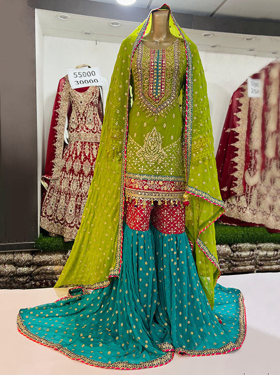 Ready To Wear Mehndi Fancy Gharara Collection 2024