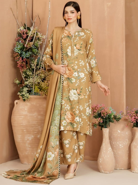 Anzish Fancy Embroidered  Leather Peach Collection By Tawakkal