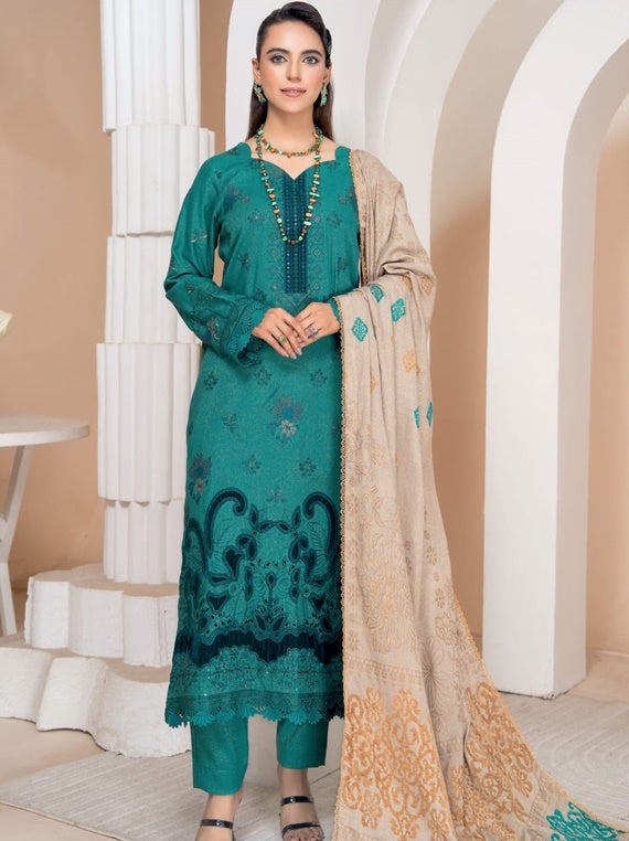 Aneeqa peach leather velvet patch 3D embroidered Collection