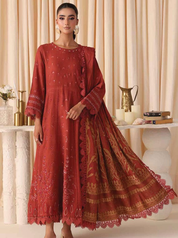 Dastaan by riaz arts Embroidered leather peach collection