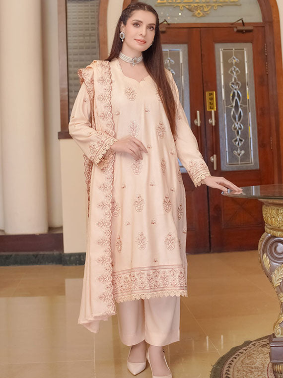 Aangan By Manizay Peach Leather Collection 2024 (Design-01)