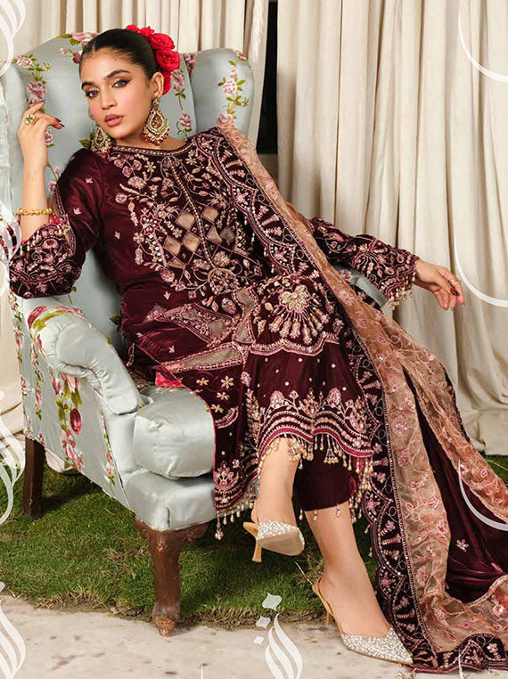 Sheen By Raeesa Luxury Velvet Collection 2024 (HV-07 Poosh)