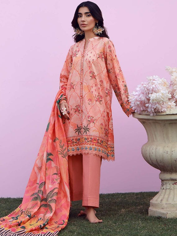 Mirha By Sehar Printed Lawn Collection 2026 (PEACHY CASCADE)