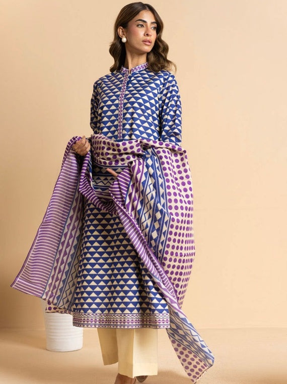 Alkaram Exclusive Designs | Star Fabrics (SS-59.1-25-3-Blue)