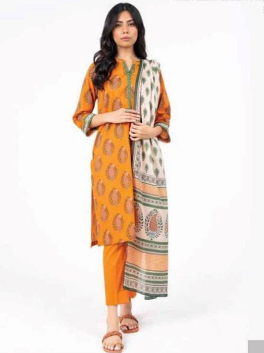 Alkaram Printed Lawn Collection 2025 (MSB-2-25-2-ORANGE)