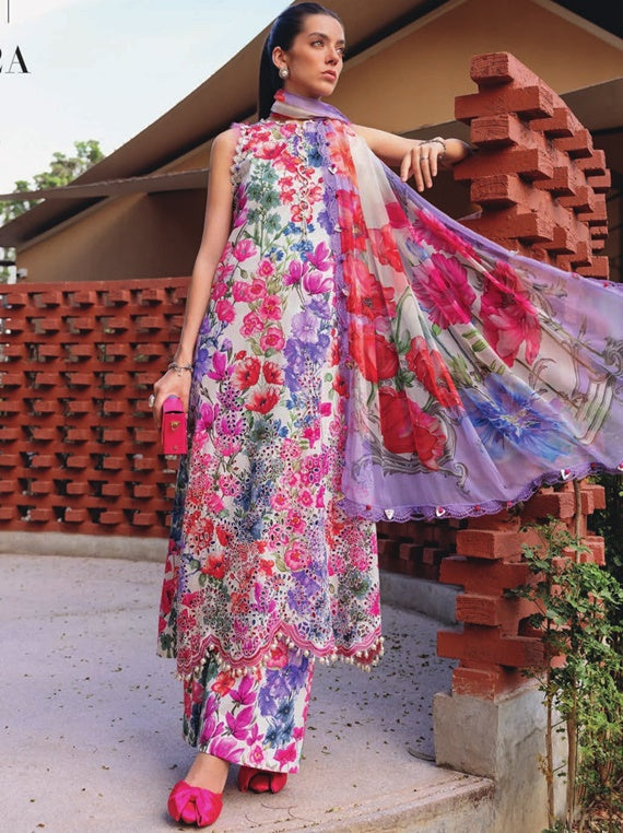 3 Piece Unstitched Embroidered Lawn Suit (MPT-29-2A)