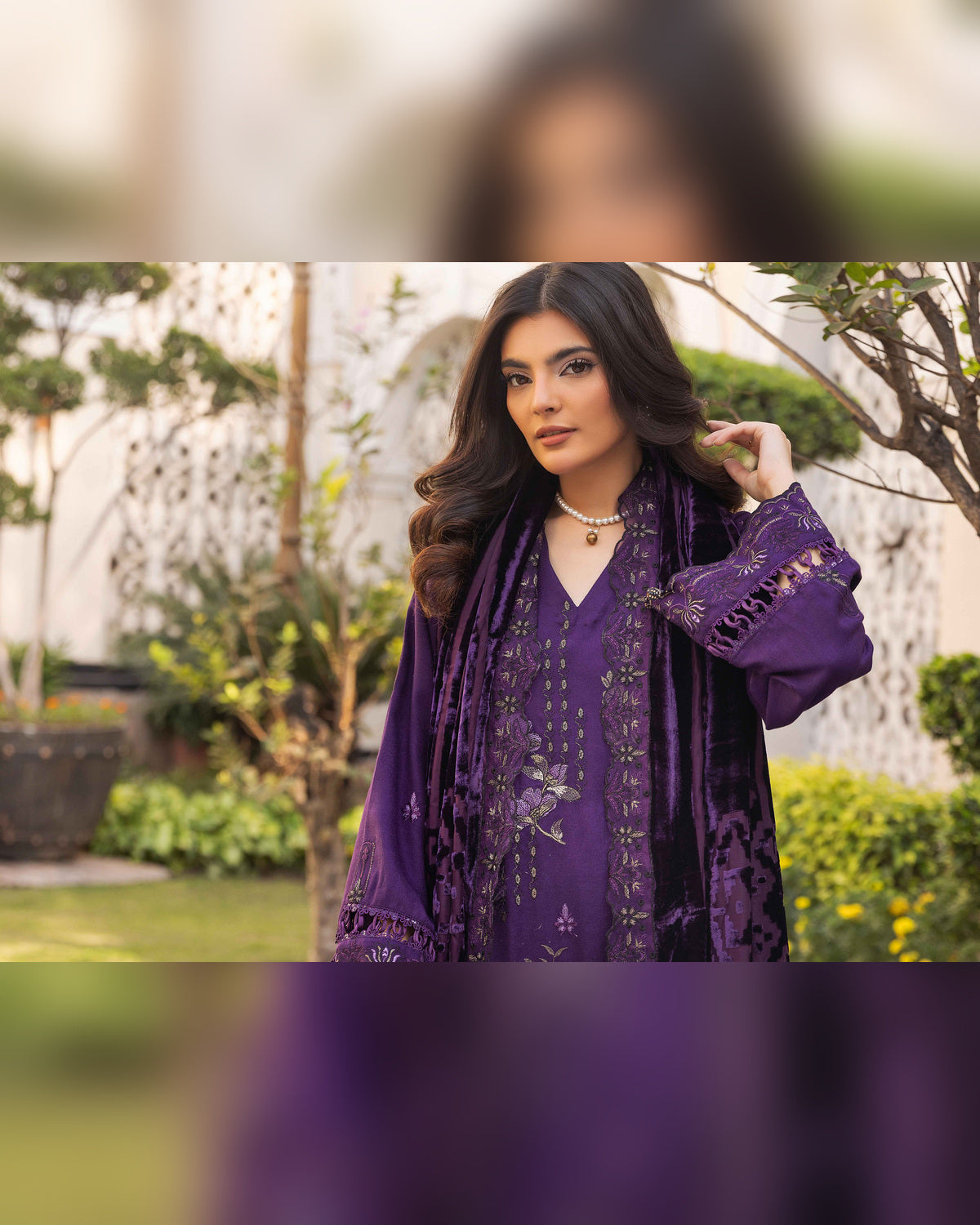 Shaista Gold Full Embroidered Peach 3 Piece Suit with Palachi Dupatta