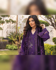 Shaista Gold Full Embroidered Peach 3 Piece Suit with Palachi Dupatta