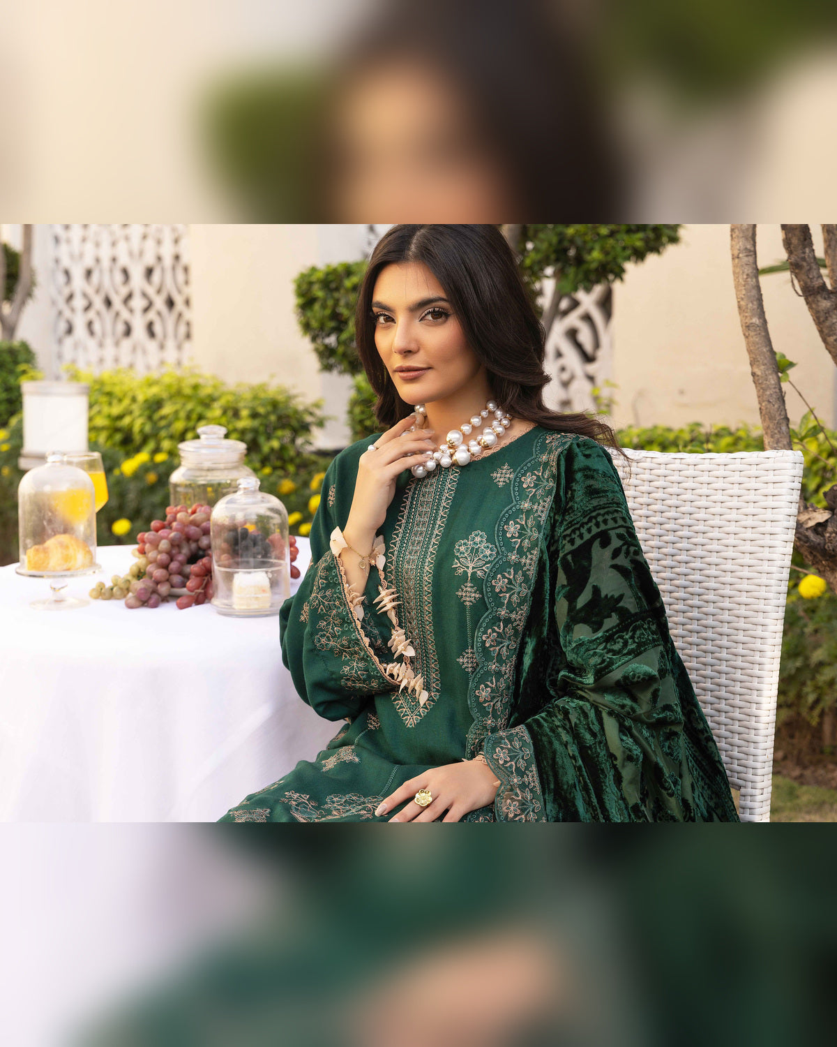 Shaista Gold Full Embroidered Peach 3 Piece Suit with Palachi Dupatta