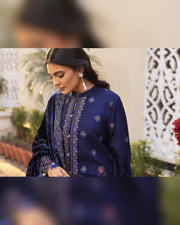 Shaista Gold Full Embroidered Peach 3 Piece Suit with Palachi Dupatta