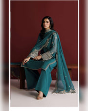 Farasha Azure Royale Luxury Embroidered Chiffon 3 Piece Suit