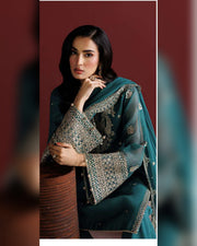 Farasha Azure Royale Luxury Embroidered Chiffon 3 Piece Suit