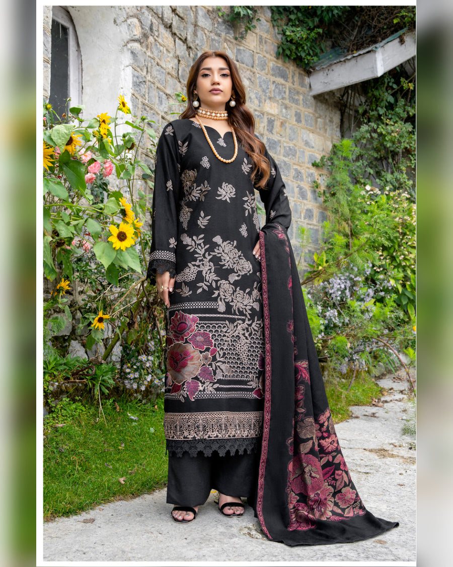 Riaz Arts Qisa Luxury Winter Embroidered Peach Leather Suit with Kani Wool Shawl