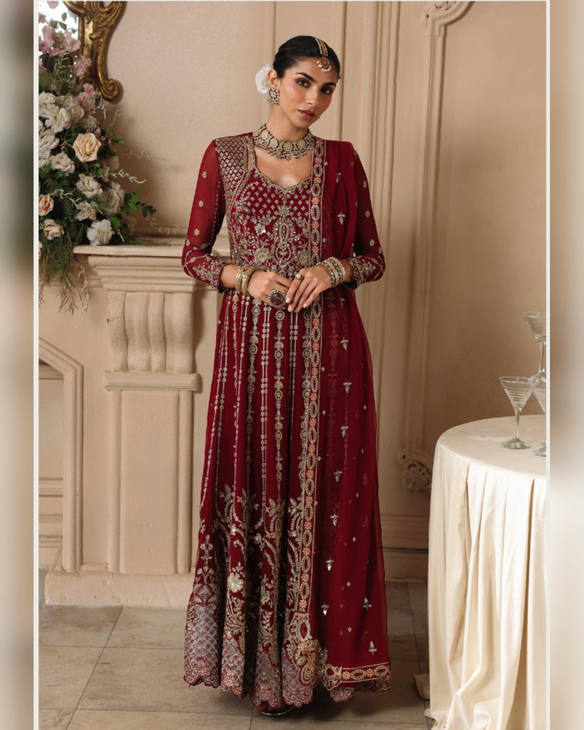Zahra by ALTAN – NOORE '26 Crimson Red Luxury Embroidered Formal Suit