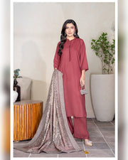 Chinar by Riaz Arts – Luxury Wool Touch Peach 3 Piece Winter Suit with Pashmina Jacquard Shawl