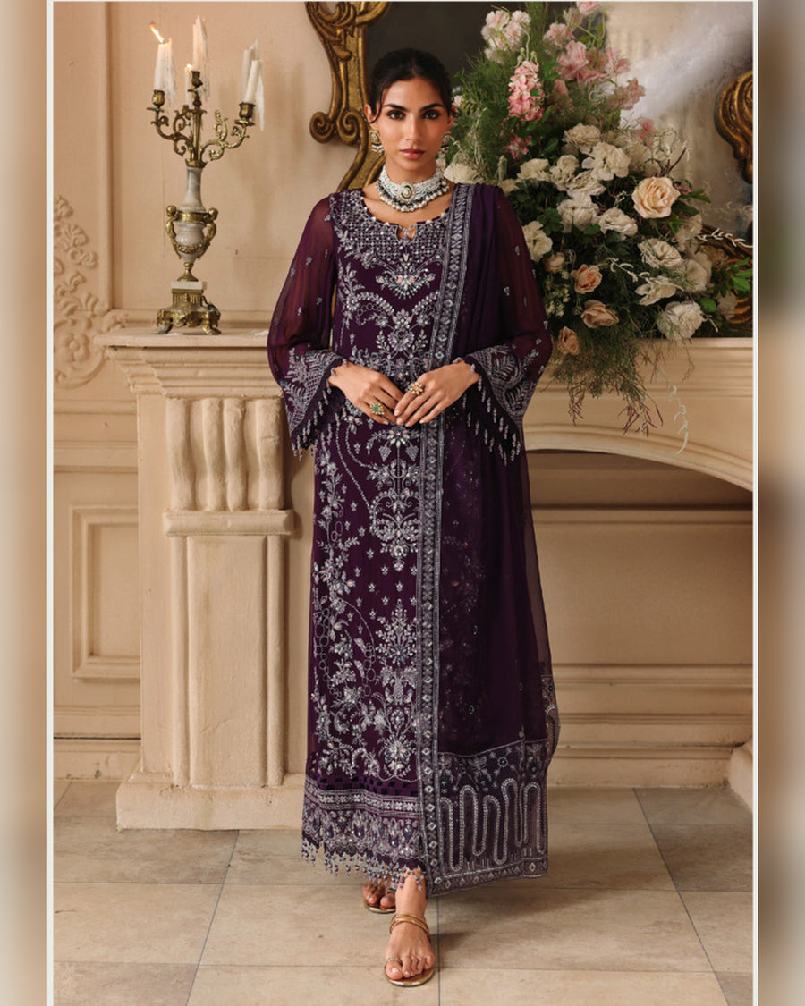 Zoha by ALTAN – NOORE '26 Deep Plum Luxury Embroidered Formal Suit