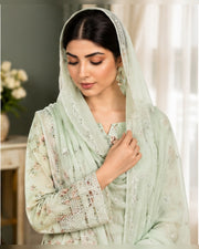 Manizay Dream Slub Bambo Embroidered 3 Piece Suit with Chiffon Dupatta