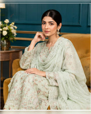 Manizay Dream Slub Bambo Embroidered 3 Piece Suit with Chiffon Dupatta