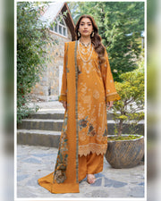 Riaz Arts Qisa Luxury Winter Embroidered Peach Leather Suit with Kani Wool Shawl