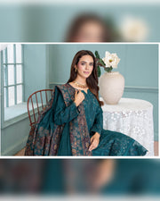 Mahgul Vol. 2 by Riaz Arts – Luxury Embroidered Tensil Peach Leather 3 Piece Winter Suit with Kani Wool Shawl