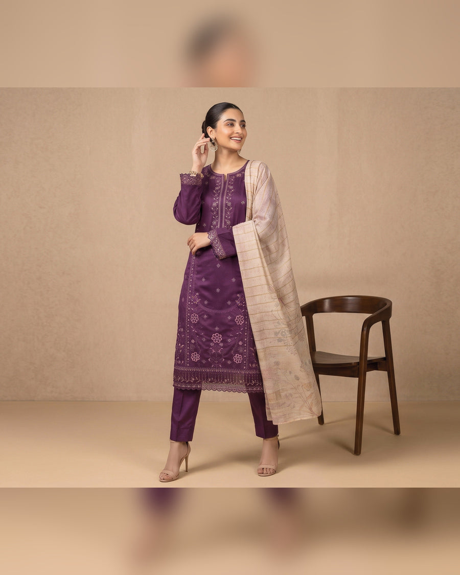 AMAYA by Tawakkal Fabrics – Luxury Embroidered Viscose Jacquard 3 Piece Unstitched Suit