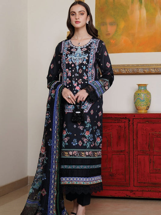 Meerak Summer wine Lawn Collection 2025 (Black Rose)