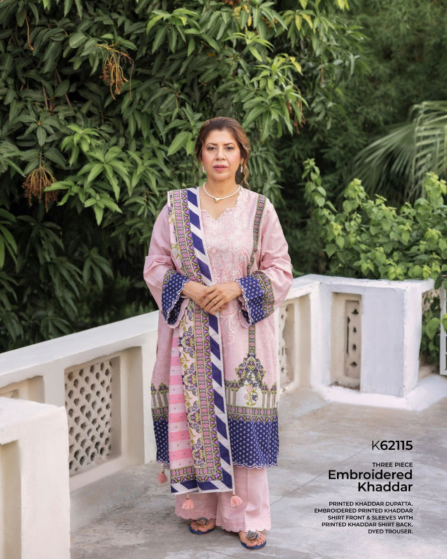 Gul Ahmed Embroidered Printed Khaddar 3 Piece Suit with Printed Dupatta