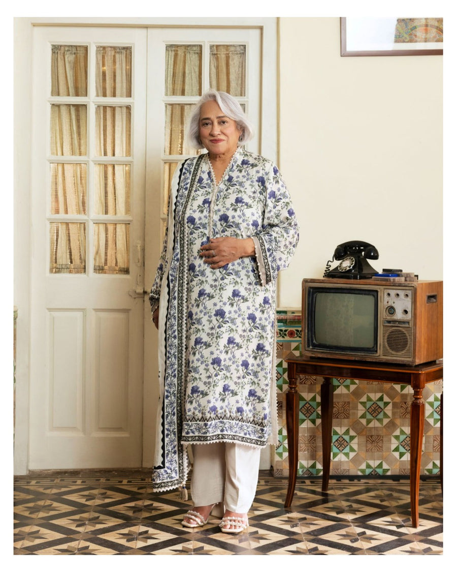 Gul Ahmed Printed Linen 3 Piece Unstitched Suit with Printed Dupatta