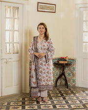 Gul Ahmed Printed Linen 3 Piece Unstitched Suit with Printed Dupatta