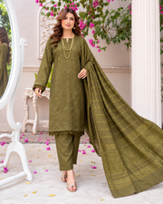 Riaz Arts Musfirah Luxury Winter Embroidered Wool Touch Peach Suit