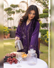 Shaista Gold Full Embroidered Peach 3 Piece Suit with Palachi Dupatta