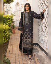 Shaista Gold Full Embroidered Peach 3 Piece Suit with Palachi Dupatta