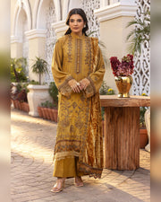 Shaista Gold Full Embroidered Peach 3 Piece Suit with Palachi Dupatta