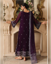 Zoha by ALTAN – NOORE '26 Deep Plum Luxury Embroidered Formal Suit