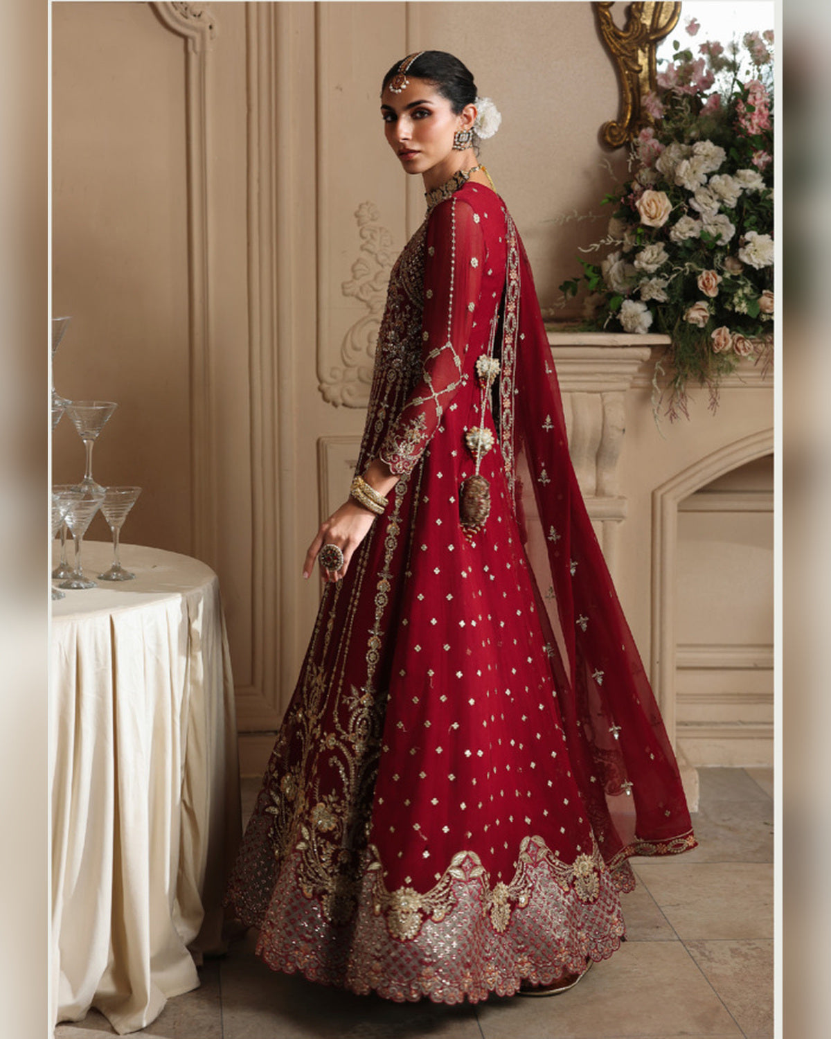 Zahra by ALTAN – NOORE '26 Crimson Red Luxury Embroidered Formal Suit