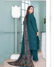 Mahgul Vol. 2 by Riaz Arts – Luxury Embroidered Tensil Peach Leather 3 Piece Winter Suit with Kani Wool Shawl