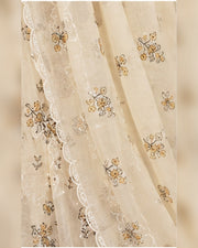 Manizay Dream Slub Bambo Embroidered 3 Piece Suit with Chiffon Dupatta