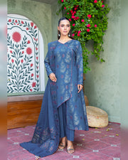 Riaz Arts Kani Micro Velvet Jacquard 3 Piece Suit with Jacquard Shawl