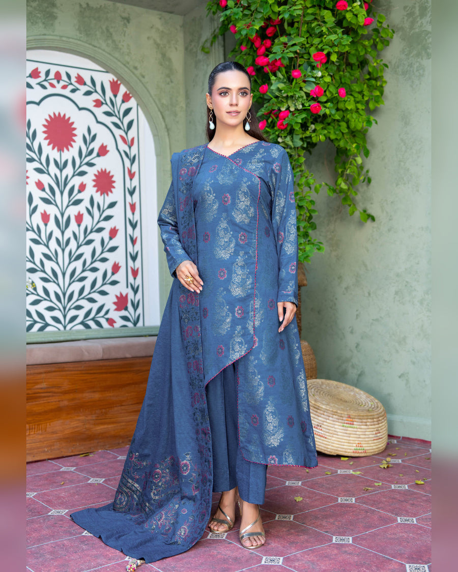 Riaz Arts Kani Micro Velvet Jacquard 3 Piece Suit with Jacquard Shawl