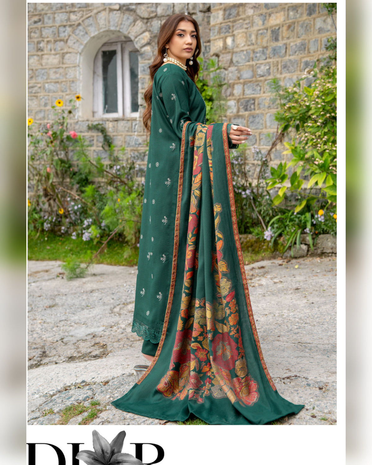 Riaz Arts Qisa Luxury Winter Embroidered Peach Leather Suit with Kani Wool Shawl