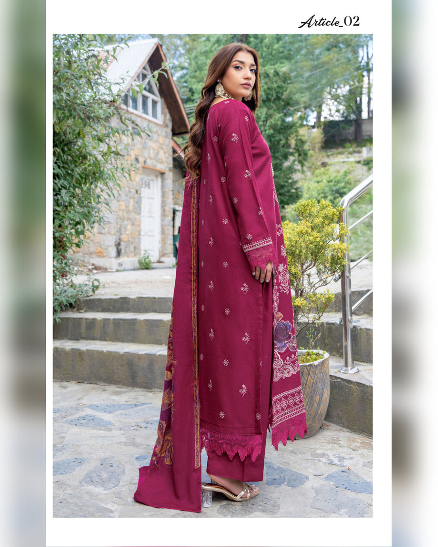 Riaz Arts Qisa Luxury Winter Embroidered Peach Leather Suit with Kani Wool Shawl
