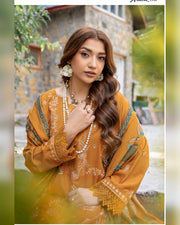 Riaz Arts Qisa Luxury Winter Embroidered Peach Leather Suit with Kani Wool Shawl
