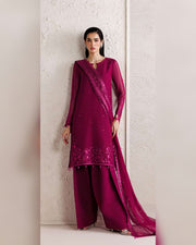 Farasha Azure Royale Luxury Embroidered Chiffon 3 Piece Suit