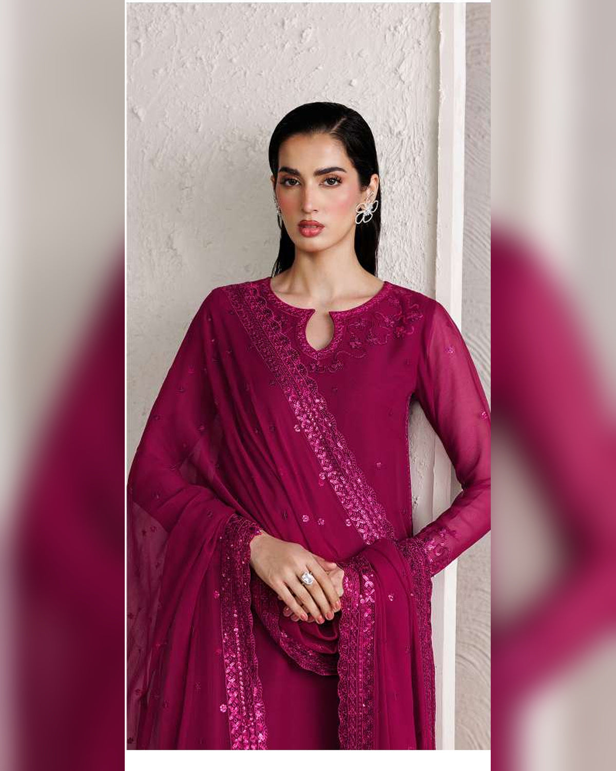 Farasha Azure Royale Luxury Embroidered Chiffon 3 Piece Suit