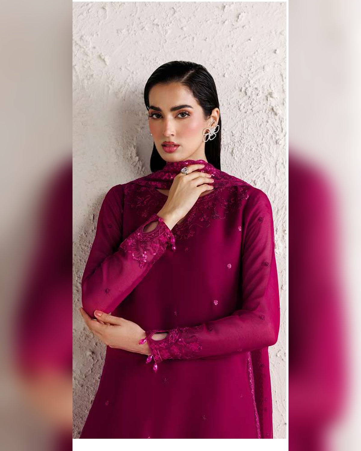 Farasha Azure Royale Luxury Embroidered Chiffon 3 Piece Suit