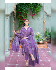 Riaz Arts Kani Micro Velvet Jacquard 3 Piece Suit with Jacquard Shawl
