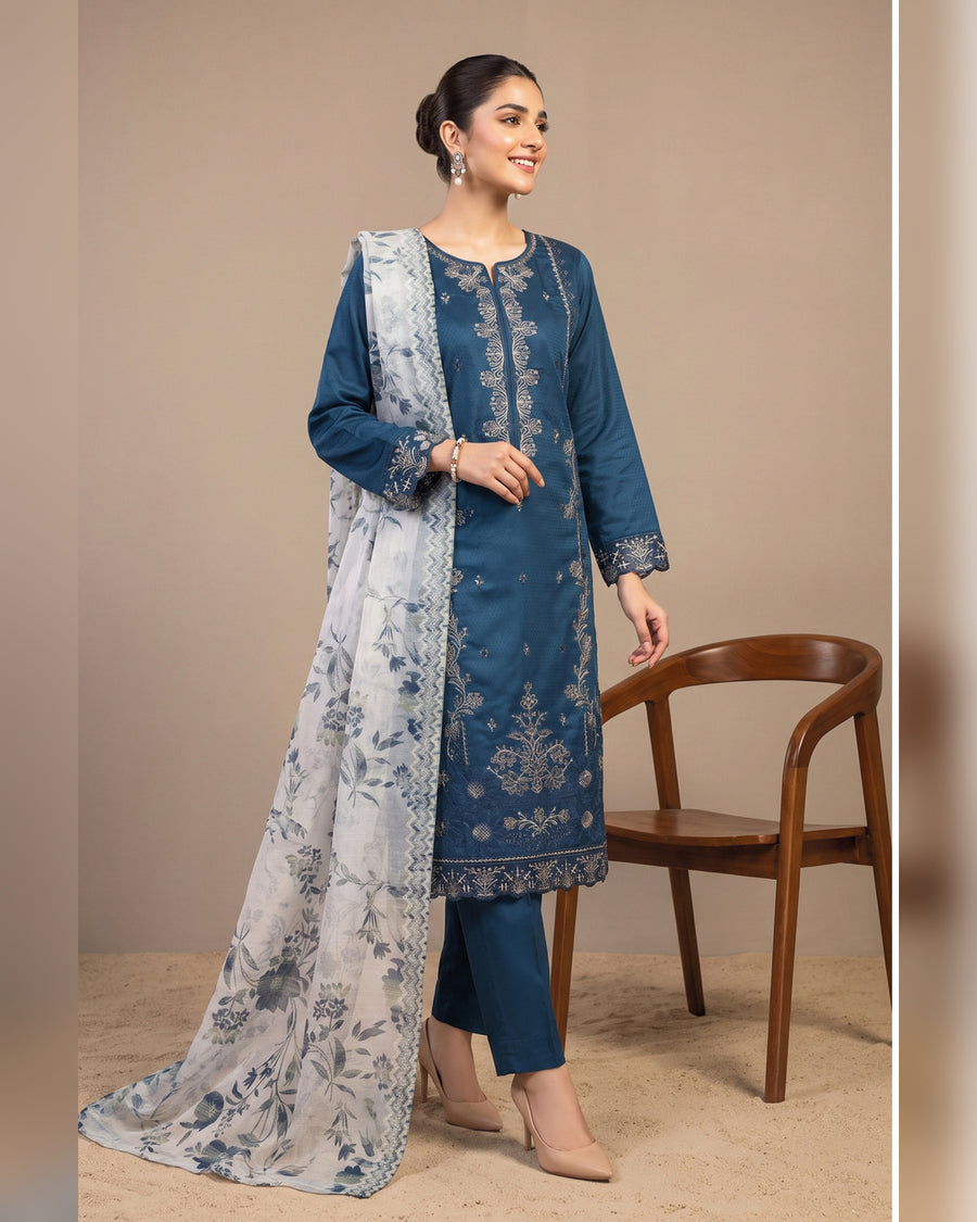 AMAYA by Tawakkal Fabrics – Luxury Embroidered Viscose Jacquard 3 Piece Unstitched Suit